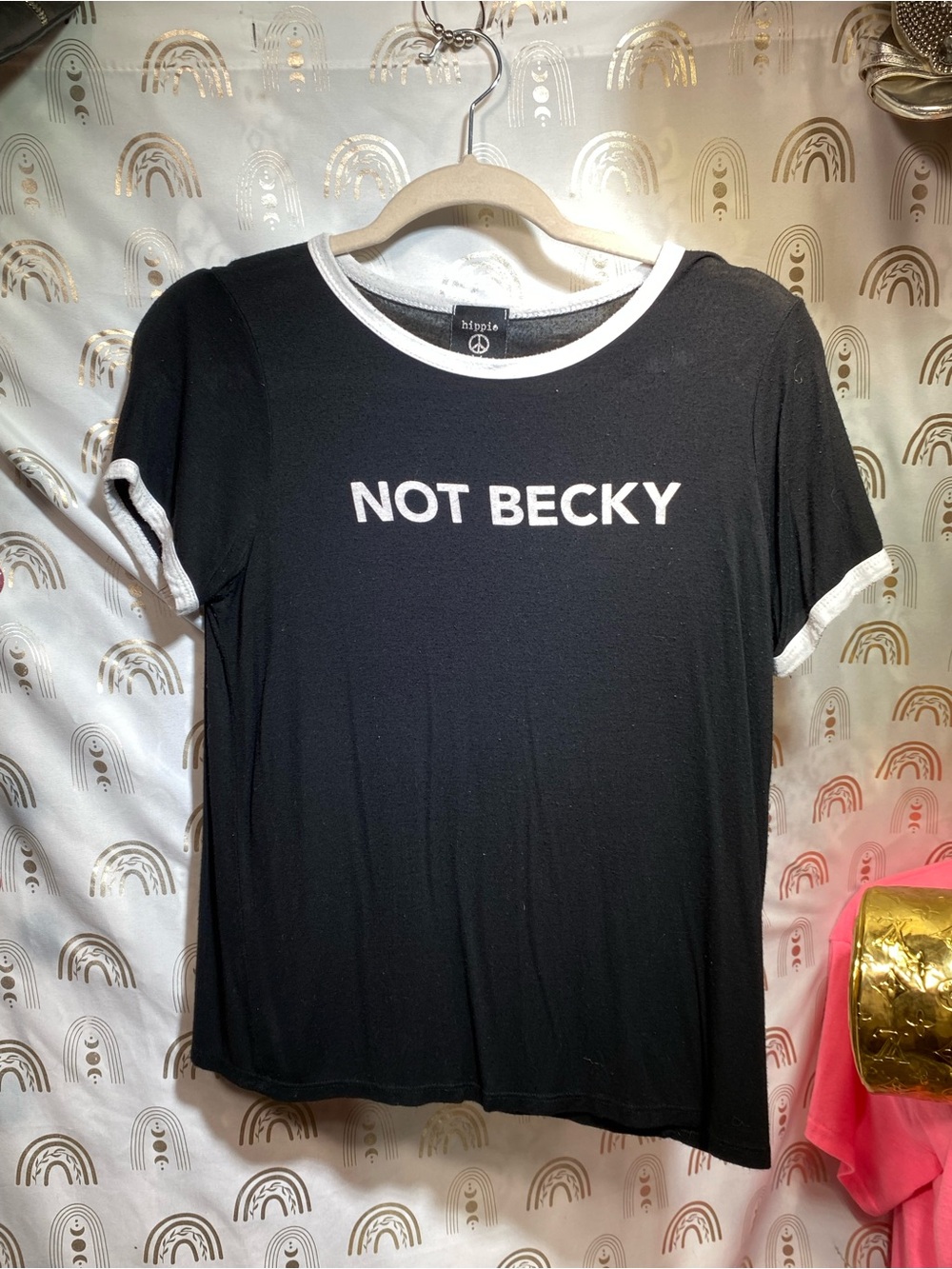 NOT BECKY Black Ringer Tee - Hippie Peace Brand